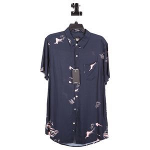 ZGY Denim Mens Navy Short Sleeve Button-Down Relaxed Pajama Set Size S